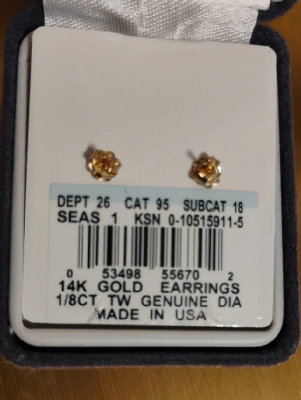 New 14K Gold Diamond Stud Earrings Classic Yellow Gold
